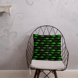 RETRO BLACK GREEN Pillow Abstract 1960s Vintage Neon Fishes Cushion Gift - retro pillow