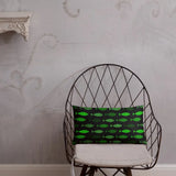 RETRO BLACK GREEN Pillow Abstract 1960s Vintage Neon Fishes Cushion Gift - retro pillow