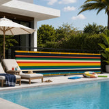 Retro Colors Stripes Balcony Screen – Outdoor Privacy Fence Cover - Retro Privacy Screen