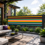 Retro Colors Stripes Balcony Screen – Outdoor Privacy Fence Cover - Retro Privacy Screen