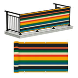 Retro Colors Stripes Balcony Screen – Outdoor Privacy Fence Cover - Retro Privacy Screen