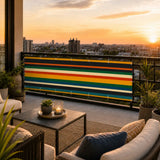 Retro Colors Stripes Balcony Screen – Outdoor Privacy Fence Cover - Retro Privacy Screen