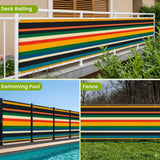 Retro Colors Stripes Balcony Screen – Outdoor Privacy Fence Cover - Retro Privacy Screen