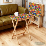 Retro Floral Millefiori TV Tray Tables Set with Rack – Foldable Wooden Snack Tables - 4 Pack - retro tv tray