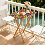 Retro Floral Millefiori TV Tray Tables Set with Rack – Foldable Wooden Snack Tables - 4 Pack - retro tv tray