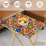 Retro Floral Millefiori TV Tray Tables Set with Rack – Foldable Wooden Snack Tables - 4 Pack - retro tv tray