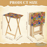Retro Floral Millefiori TV Tray Tables Set with Rack – Foldable Wooden Snack Tables - 4 Pack - retro tv tray