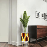 Retro Flower Pot - 70s Midcentury Scandi Style Plant Pot with Wooden Legs - retro plant pot