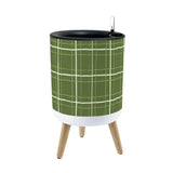 Retro Flower Pot - 70s Scandi Style Plant Pot with Wooden Legs Green Plaid - Home Accessories