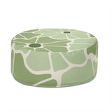 Retro Green White Floral Inflatable Ottoman – Midcentury Footstool Seat - pouf