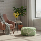 Retro Green White Floral Inflatable Ottoman – Midcentury Footstool Seat - pouf