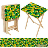 Retro Green Wooden Folding TV Side Tables with Storage Stand – Set of 4 - 4 Pack - retro tv tray