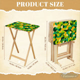 Retro Green Wooden Folding TV Side Tables with Storage Stand – Set of 4 - 4 Pack - retro tv tray
