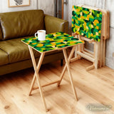 Retro Green Wooden Folding TV Side Tables with Storage Stand – Set of 4 - 4 Pack - retro tv tray