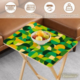 Retro Green Wooden Folding TV Side Tables with Storage Stand – Set of 4 - 4 Pack - retro tv tray