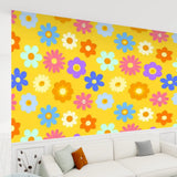 Retro Hippie Flower Power Stick & Peel Wallpaper: Micentury Floral Removable - 144’’x100’’ - retro wallpaper