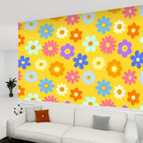 Retro Hippie Flower Power Stick & Peel Wallpaper: Micentury Floral Removable - 144’’x100’’ - retro wallpaper