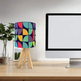 Retro Memphis Style Tripod Table Lamp – Linen Shade Smart LED Bedside Light - retro table lamps
