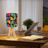 Retro Memphis Style Tripod Table Lamp – Linen Shade Smart LED Bedside Light - retro table lamps