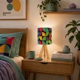 Retro Memphis Style Tripod Table Lamp – Linen Shade Smart LED Bedside Light - retro table lamps