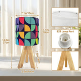 Retro Memphis Style Tripod Table Lamp – Linen Shade Smart LED Bedside Light - retro table lamps