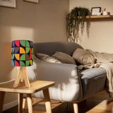 Retro Memphis Style Tripod Table Lamp – Linen Shade Smart LED Bedside Light - retro table lamps