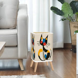 Retro Mid Century Square Small Trash Can with Lid Whimsical Cat - One Size - retro tash cans