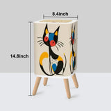 Retro Mid Century Square Small Trash Can with Lid Whimsical Cat - One Size - retro tash cans