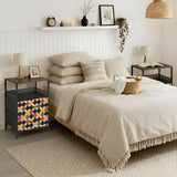 Retro Midcentury Bedside Table Cabinet with Power Strip & 2 Drawers - retro bedside table