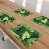 Retro Midcentury Double Layer Placemats – 60s Botanical Polka Dots Table Mats - retro table linen