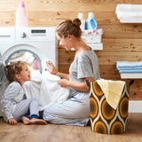Retro Midcentury Laundry Basket with Drawstring – Collapsible Hamper - retro laundry