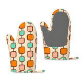 Retro Midcentury Modern Oven Mitts – Heat Resistant Silicone Pair - 11’’x7’’ - retro kitchen