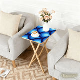 Retro Midcentury TV Tray Tables | Wooden Folding Table Set with Rack - 4 Pack - retro tv tray