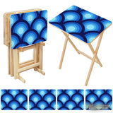Retro Midcentury TV Tray Tables | Wooden Folding Table Set with Rack - 4 Pack - retro tv tray