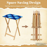 Retro Midcentury TV Tray Tables | Wooden Folding Table Set with Rack - 4 Pack - retro tv tray