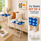 Retro Midcentury TV Tray Tables | Wooden Folding Table Set with Rack - 4 Pack - retro tv tray