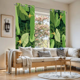 Retro Monstera Leaf Blackout Curtains: 70s Green Floral Midcentury Drapes - retro curtains