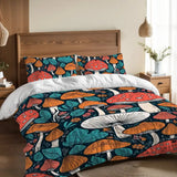 Retro Mushrooms Duvet Cover Set: 70s Full Size Microfiber Bedding - Bedding - retro