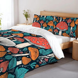 Retro Mushrooms Duvet Cover Set: 70s Full Size Microfiber Bedding - Bedding - retro