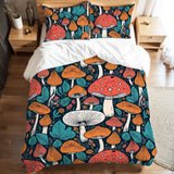 Retro Mushrooms Duvet Cover Set: 70s Full Size Microfiber Bedding - Bedding - retro