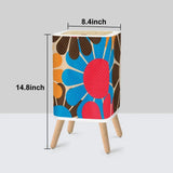 Retro Nordic Square Small Trash Can with Lid 1970s Flowers Blue Red Brown Yellow - One Size - retro tash cans