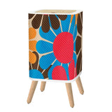 Retro Nordic Square Small Trash Can with Lid 1970s Flowers Blue Red Brown Yellow - One Size - retro tash cans