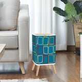 Retro Nordic Square Small Trash Can with Lid 60s Squares Blue - One Size - retro tash cans