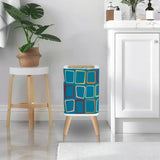 Retro Nordic Square Small Trash Can with Lid 60s Squares Blue - One Size - retro tash cans