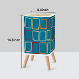 Retro Nordic Square Small Trash Can with Lid 60s Squares Blue - One Size - retro tash cans