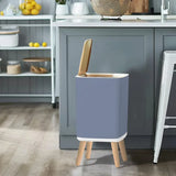 Retro Nordic Square Small Trash Can with Lid pale blue taupe - One Size - retro tash cans