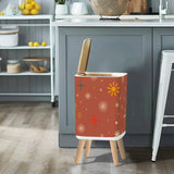 Retro Nordic Square Trash Can with Lid Christmas Stars Celestial Brick Red - One Size - retro tash cans
