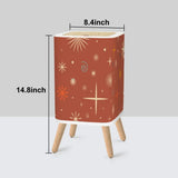 Retro Nordic Square Trash Can with Lid Christmas Stars Celestial Brick Red - One Size - retro tash cans