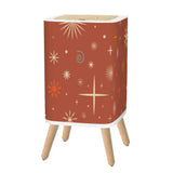 Retro Nordic Square Trash Can with Lid Christmas Stars Celestial Brick Red - One Size - retro tash cans