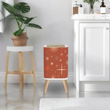Retro Nordic Square Trash Can with Lid Christmas Stars Celestial Brick Red - One Size - retro tash cans